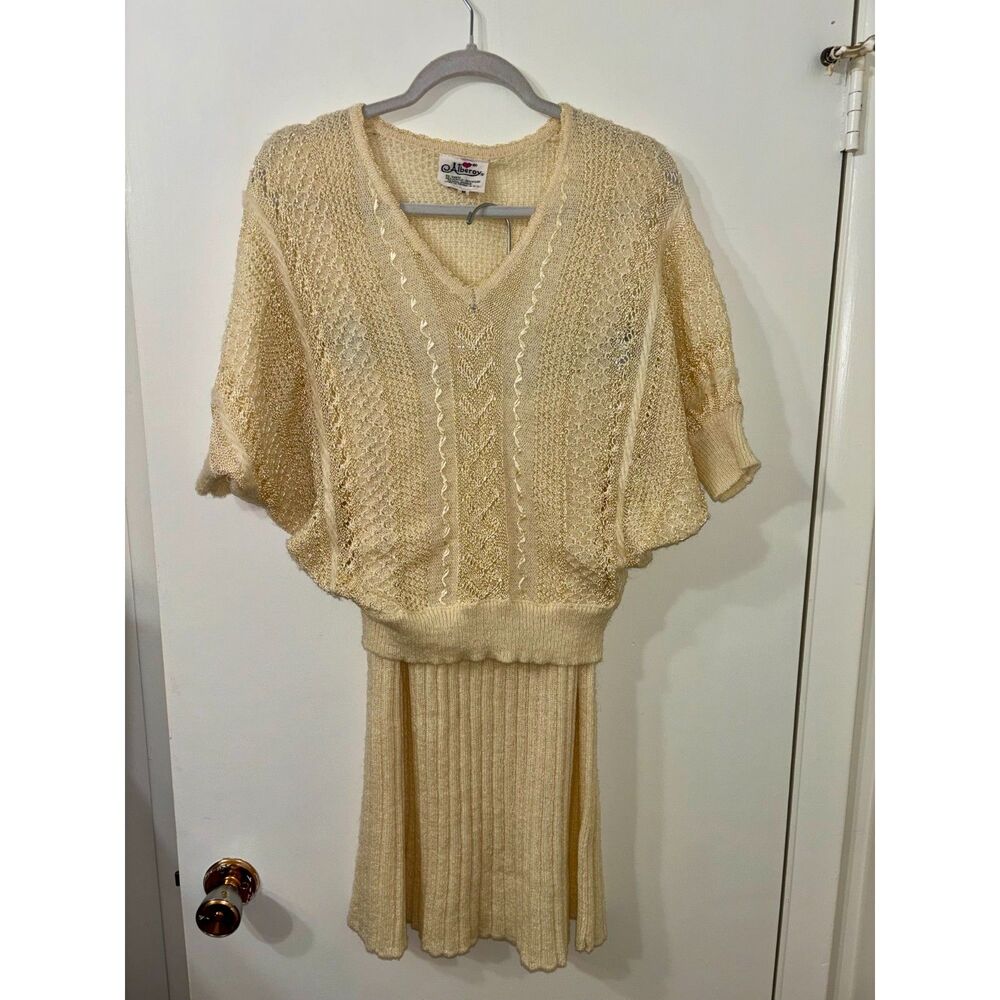 Alberoy Vintage Mohair Medium Maize Midi Suit - Stitch Pleated/Dolman Sleeve